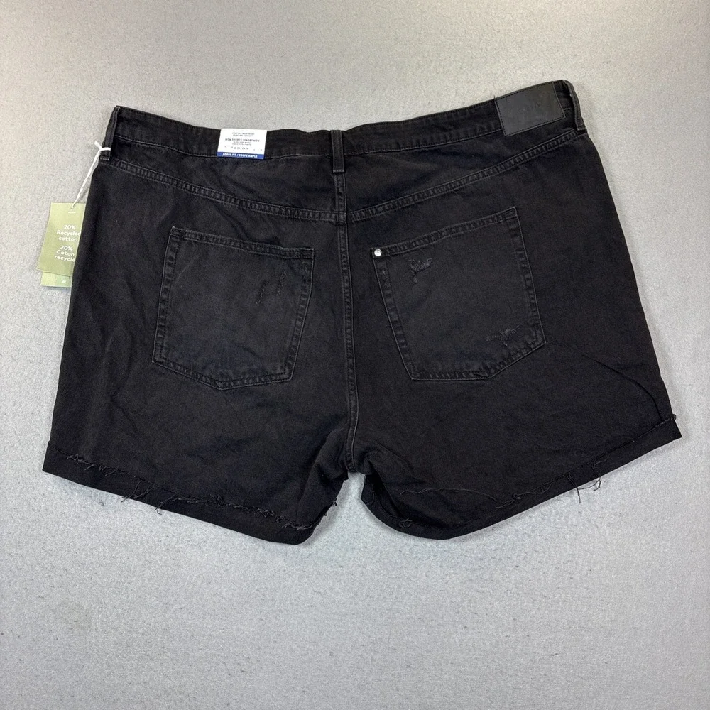 H&M Bermuda Short Black Distressed Ultra Hugh‎ Waist Mom Jean Size 24 NWT